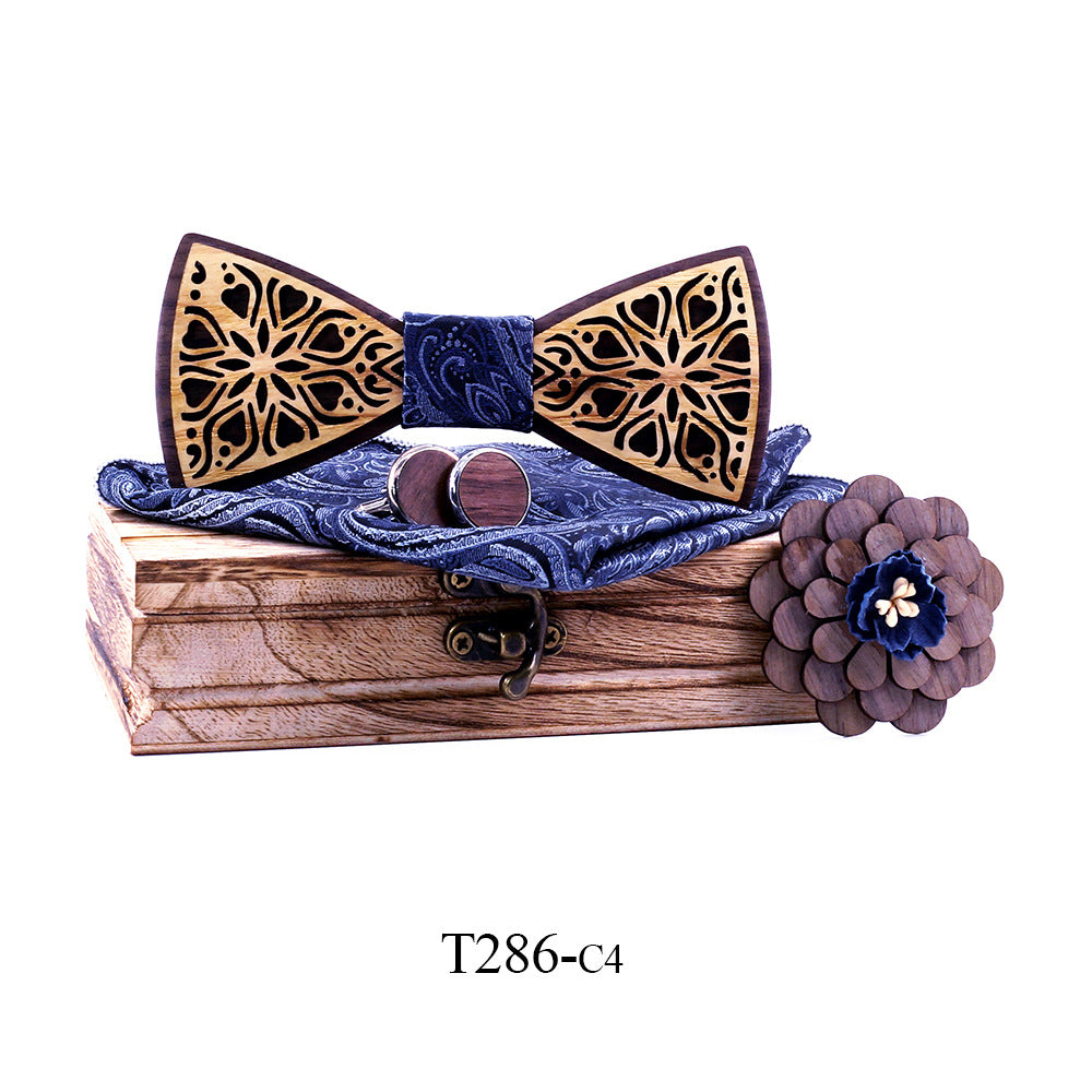 Suit dress solid wood bow tie