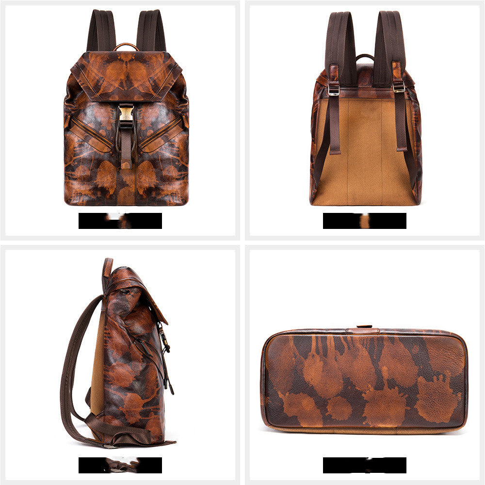 First layer leather travel backpack