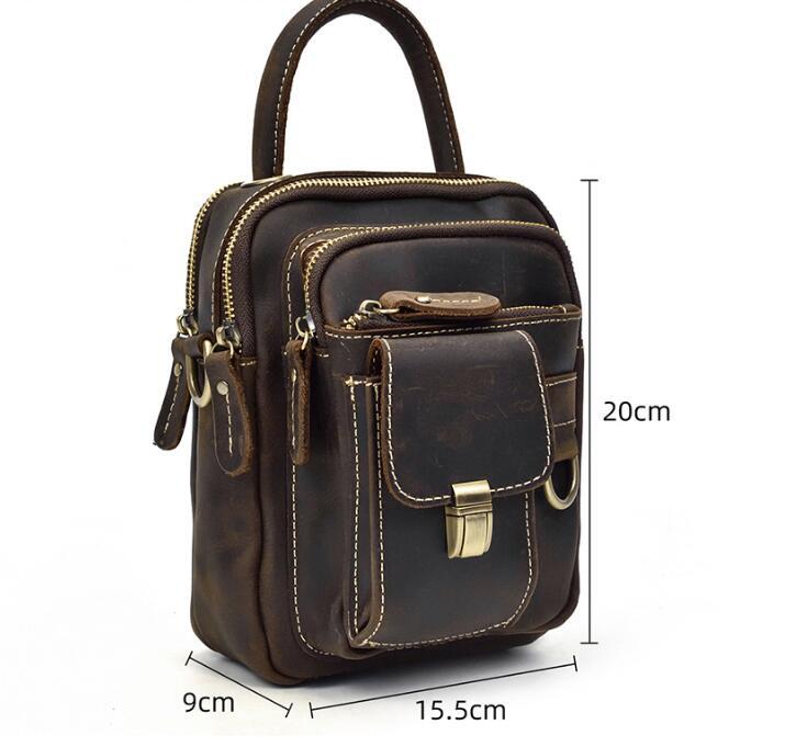 Men&#39;s Multi-functional Leather One-shoulder Crossbody Waist Bag