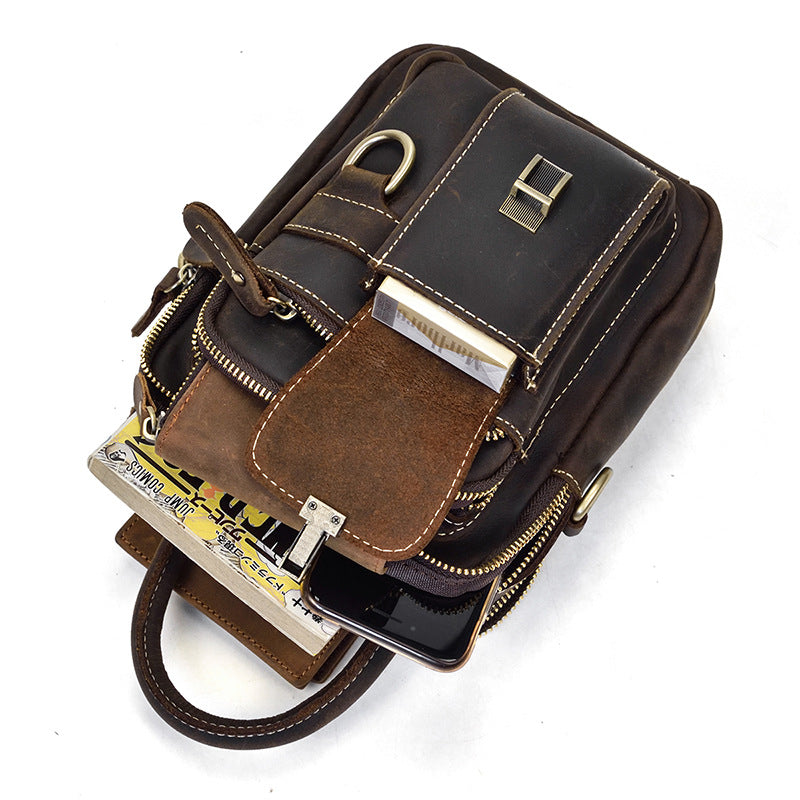 Men&#39;s Multi-functional Leather One-shoulder Crossbody Waist Bag