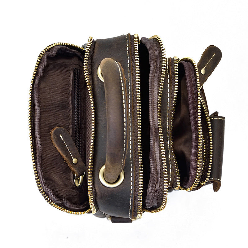 Men&#39;s Multi-functional Leather One-shoulder Crossbody Waist Bag