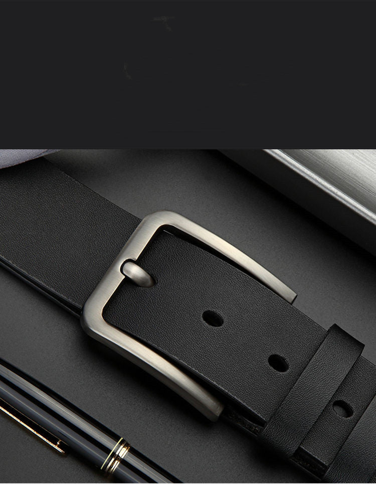 Men&#39;s single-layer leather perforated belt