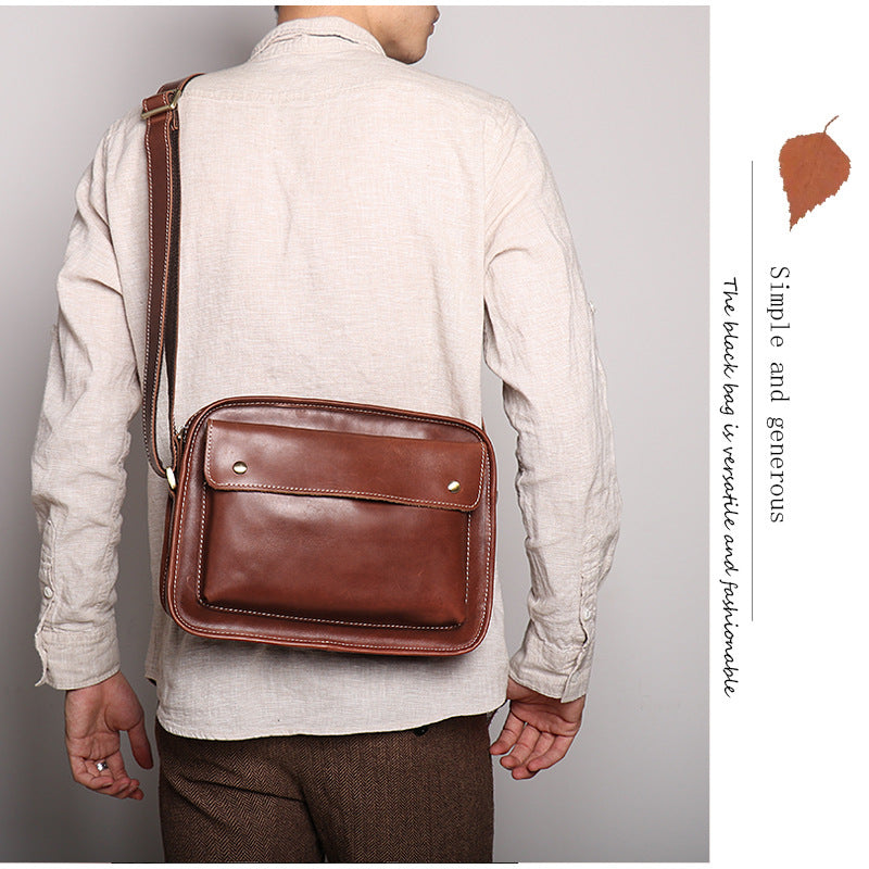 Men&#39;s Real-leather Bag Cowhide Casual Simple Shoulder