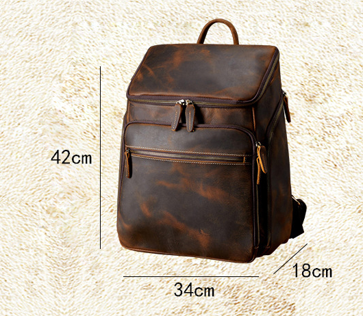 Cowhide Vintage Backpack Men&#39;s Leather Outdoor Travel Backpack Computer Bag