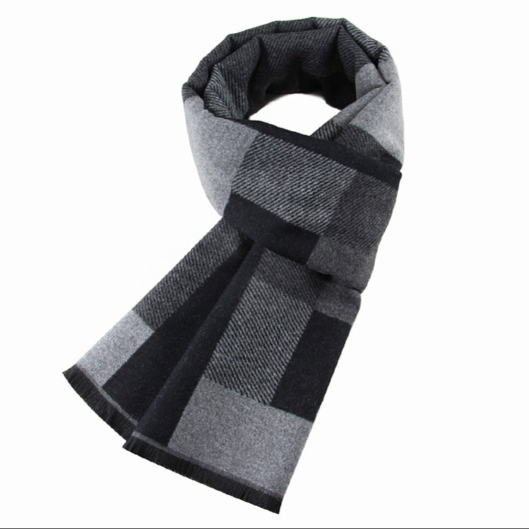 Men&#39;s Wool-like Scarf Korean-style Plaid