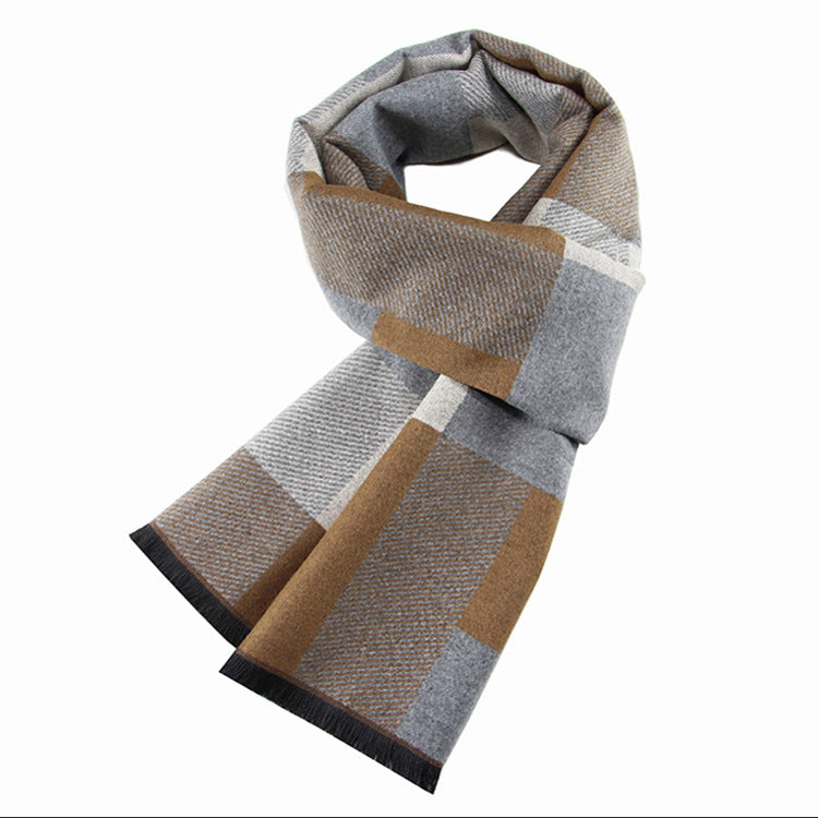 Men&#39;s Wool-like Scarf Korean-style Plaid