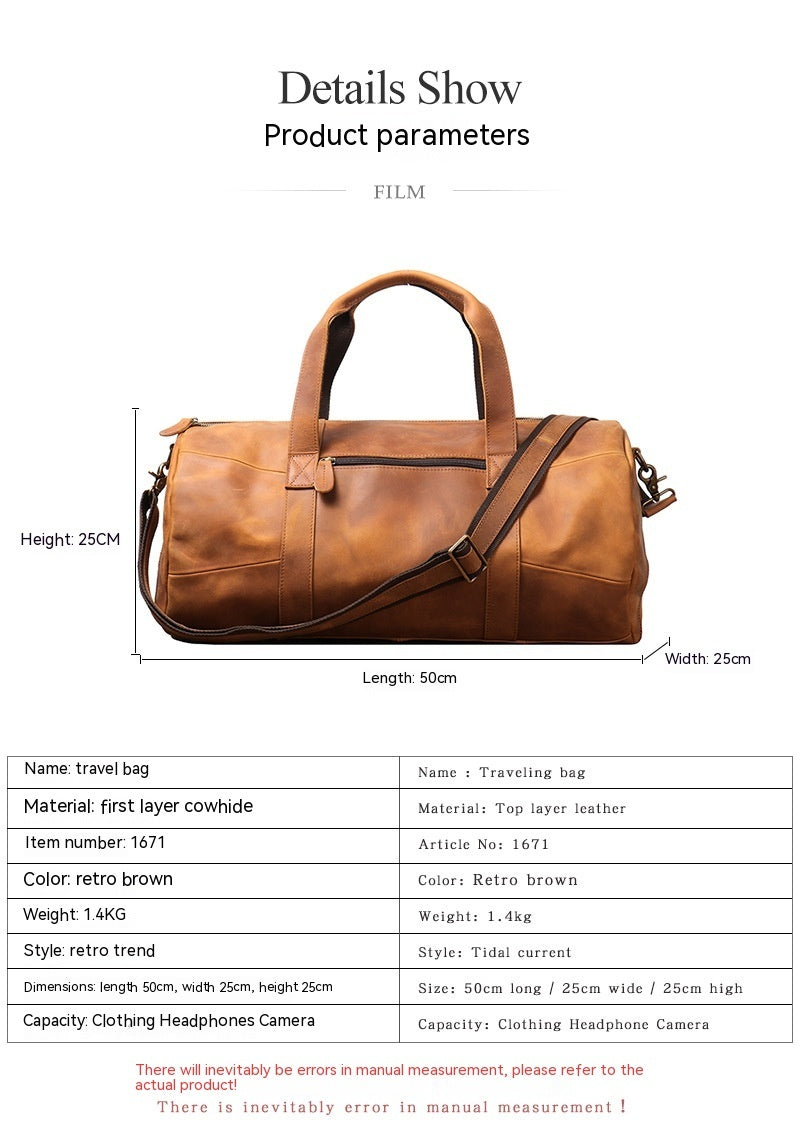 Men&#39;s Genuine Leather Portable Travel Bag