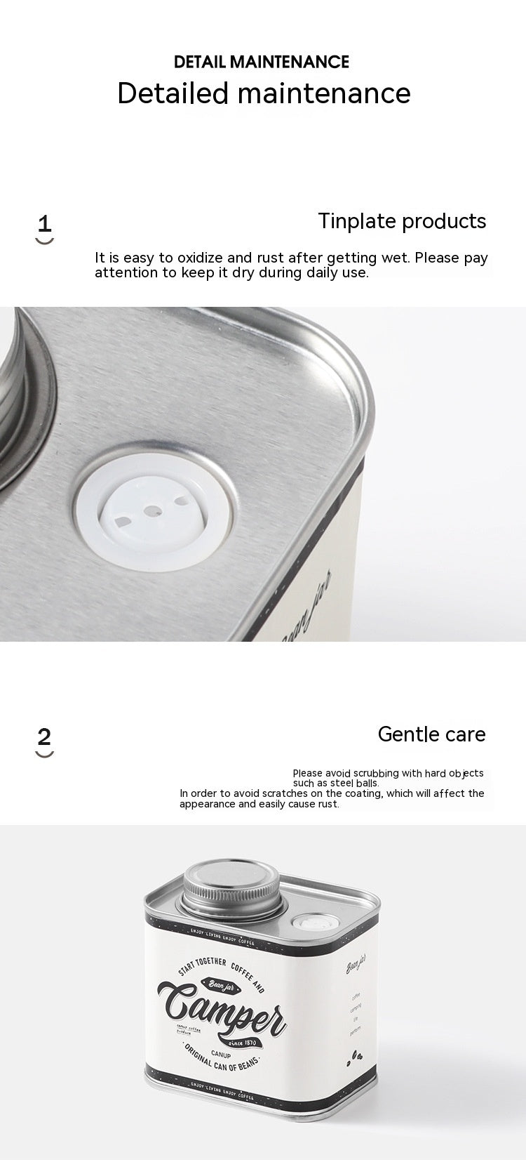 Coffee Bean Sealed Cans Outdoor Camping Tinplate Box Food Grade Packaging Storage Fresh-keeping Breathing Iron Cans