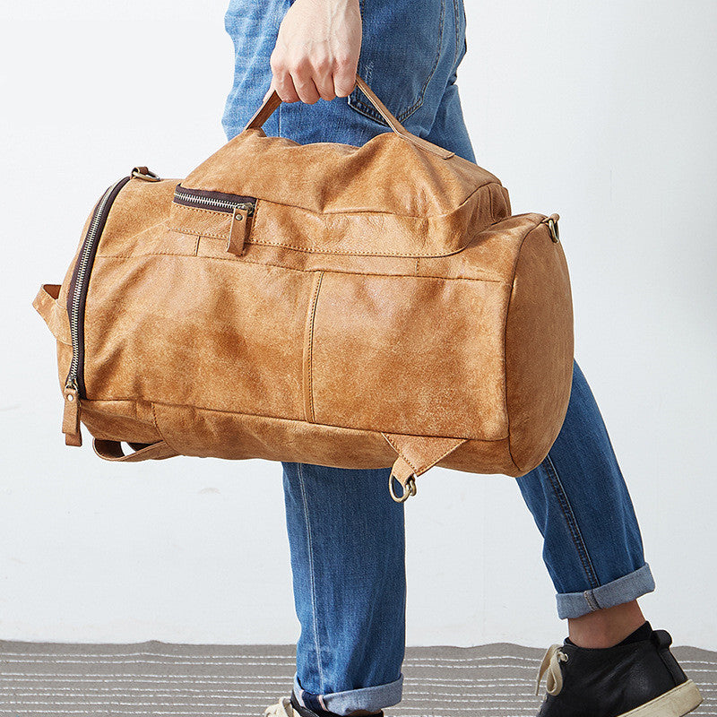Leather men&#39;s bag large capacity luggage bag