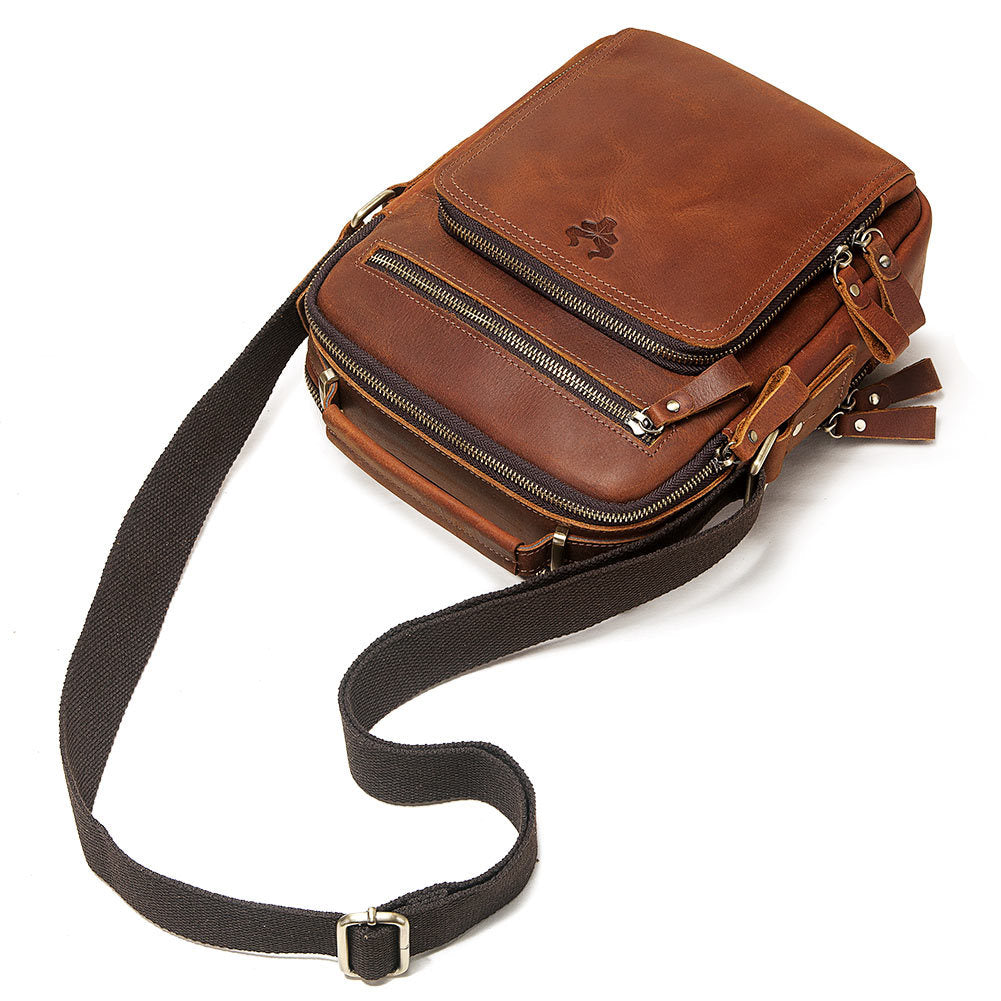 Men&#39;s Leather Single-shoulder  Crazy Horse Leather Crossbody Bag