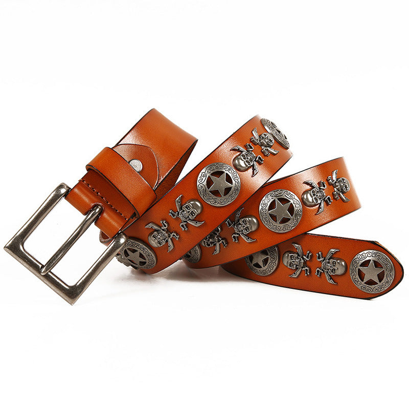 Unisex Men&#39;s And Women&#39;s Leather Belt With Rivets