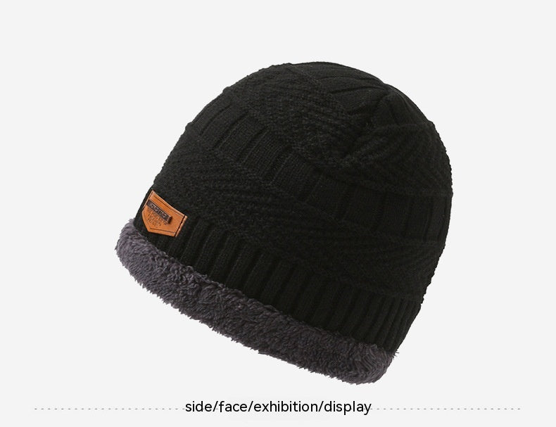 Men&#39;s Winter Scarf Gloves Three-piece Set Fleece-lined Warm Knitted Hat