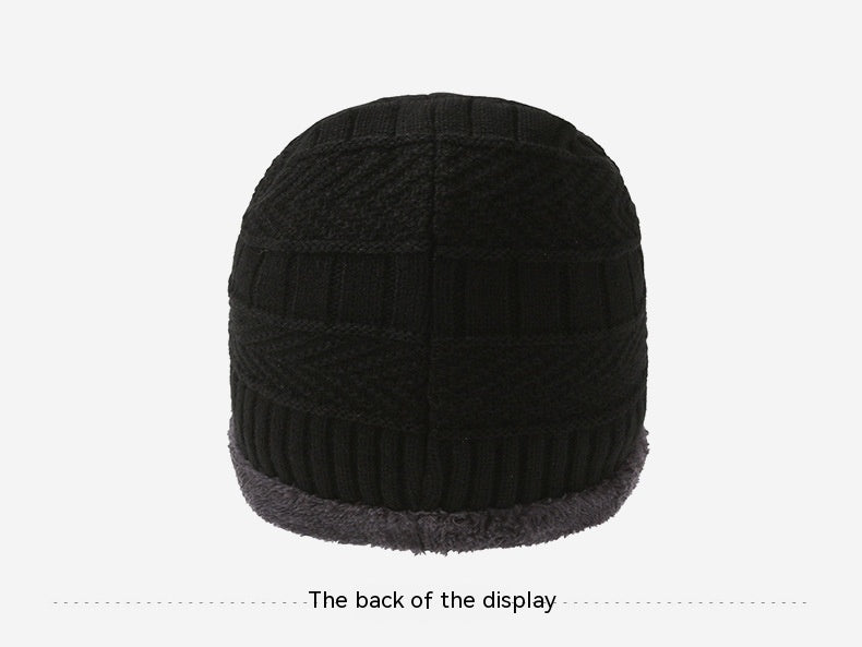 Men&#39;s Winter Scarf Gloves Three-piece Set Fleece-lined Warm Knitted Hat