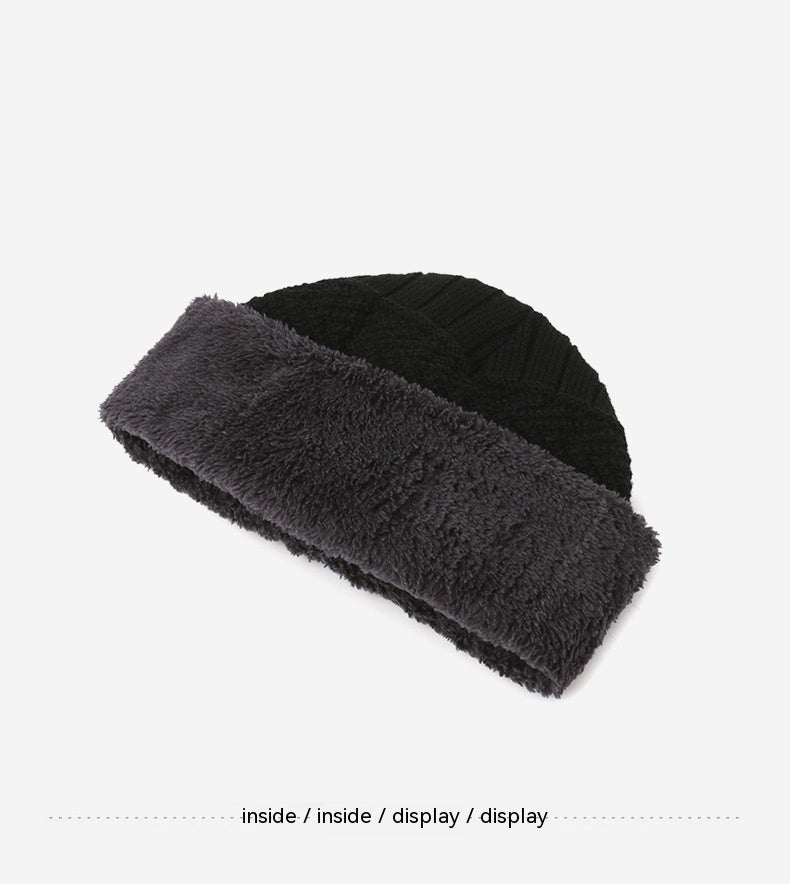 Men&#39;s Winter Scarf Gloves Three-piece Set Fleece-lined Warm Knitted Hat