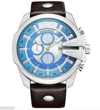 Fashionable Large Dial Decorated Three-eye Men&#39;s Watch