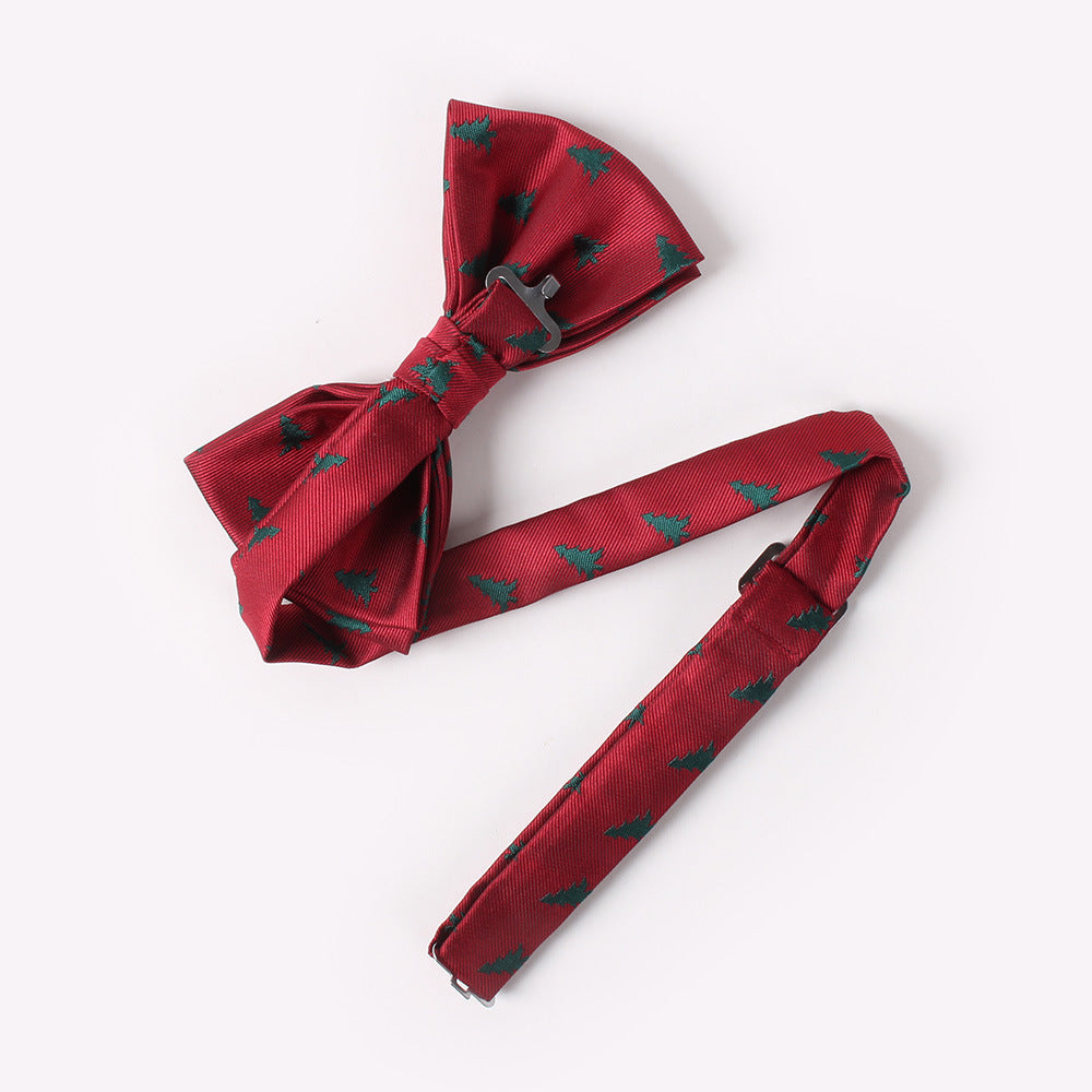 Men&#39;s Holiday Christmas Tree Snowflake Pattern Bow Tie