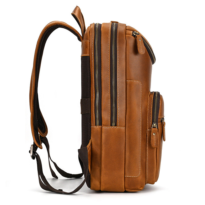 Leather Backpack Vintage Backpack Men&#39;s Cowhide