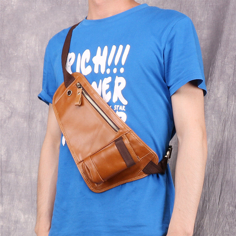 Men&#39;s Cowhide Multifunctional Shoulder Messenger Bag