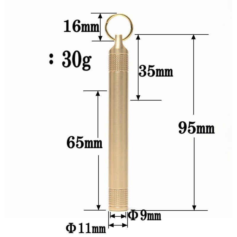 Toothpick Holder Keychain Pendant Brass Portable