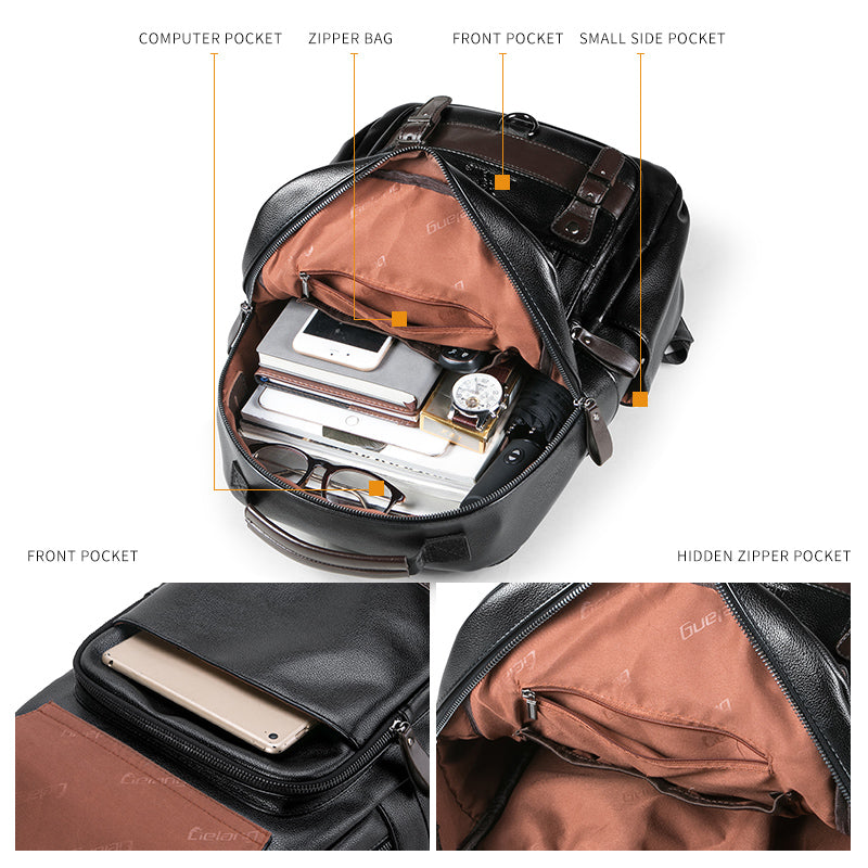 Men&#39;s Travel Leather Computer Backpack