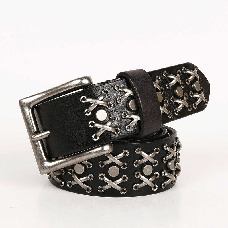 Rivet Waistband Women&#39;s Head Leather Knight Belt