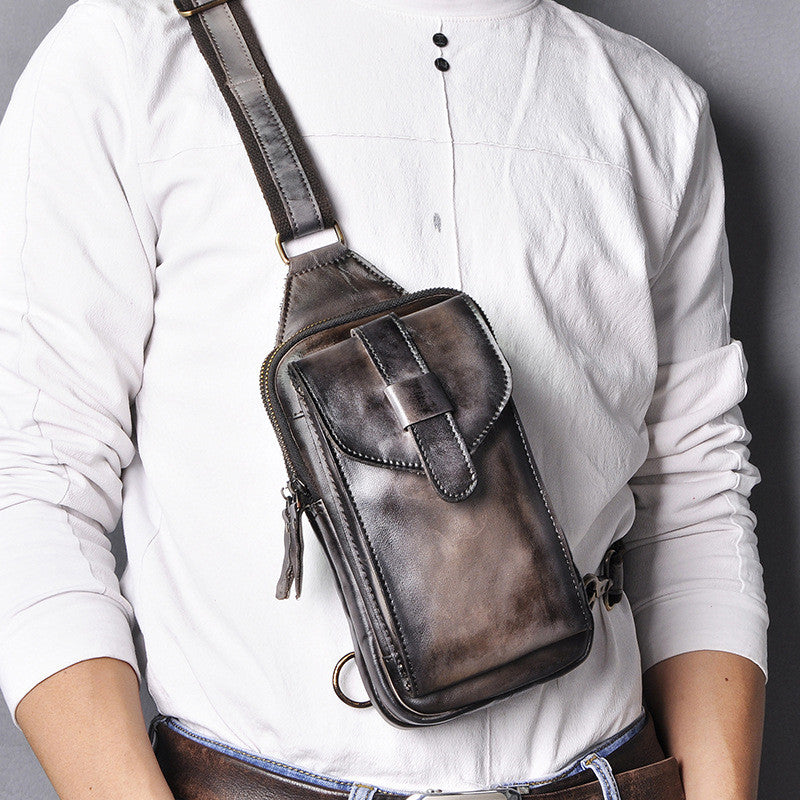 Chest bag double compartment large capacity men&#39;s bag