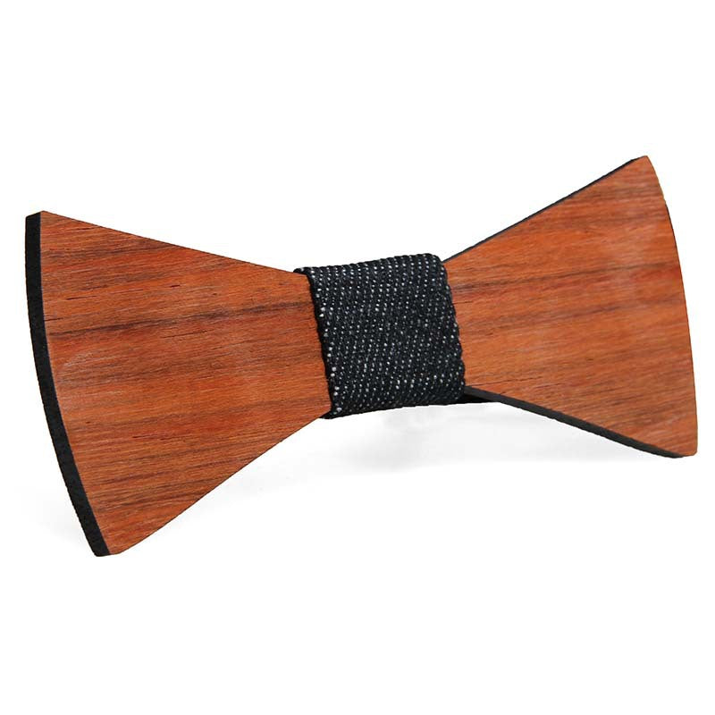 Green hand collar red pear solid wood bow tie