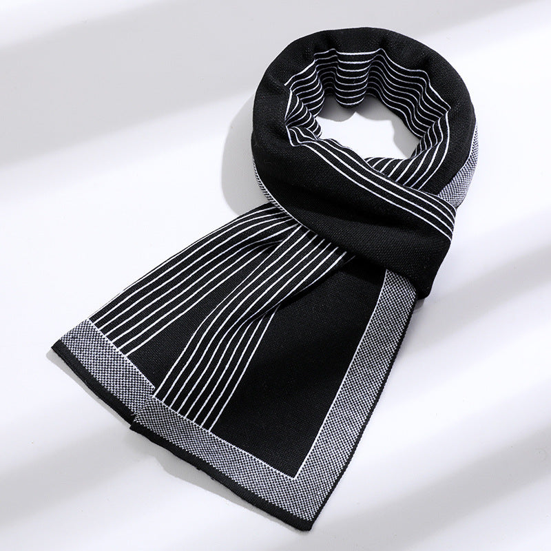 Cashmere Plaid Long Men&#39;s Scarf With Neck