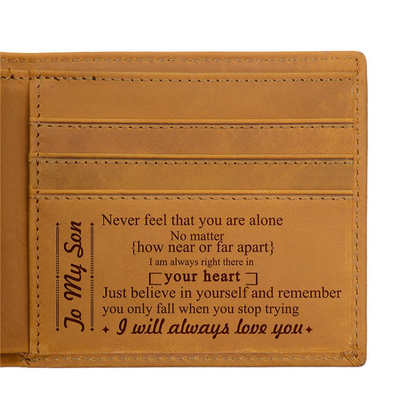 Men&#39;s horse leather leather lettering laser label wallet