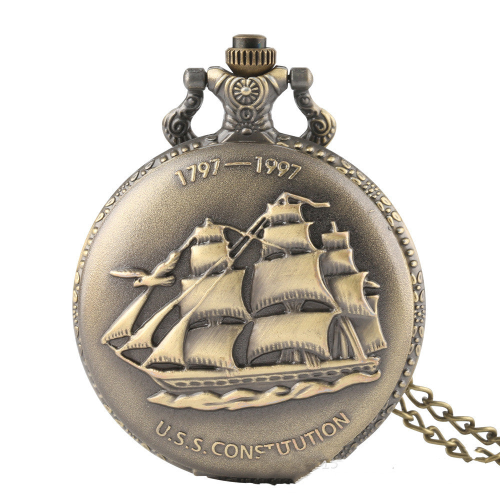 Smooth Sailing Boat Flip Large Quartz Pocket Watch