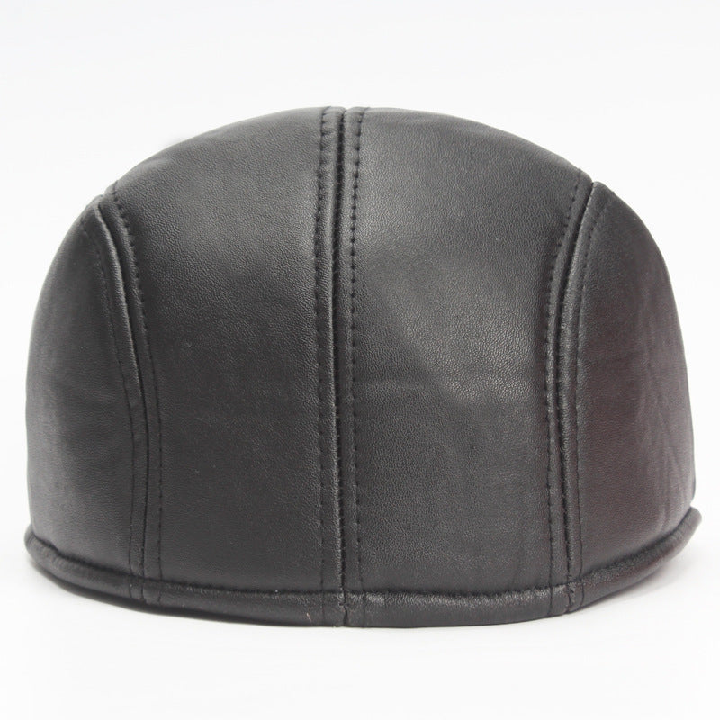 Vintage Pu Leather Solid Beret Cap