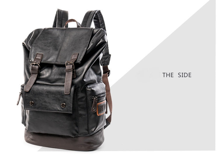 Men&#39;s Leather High Quality Backpack Youth Travel School Laptop Bags