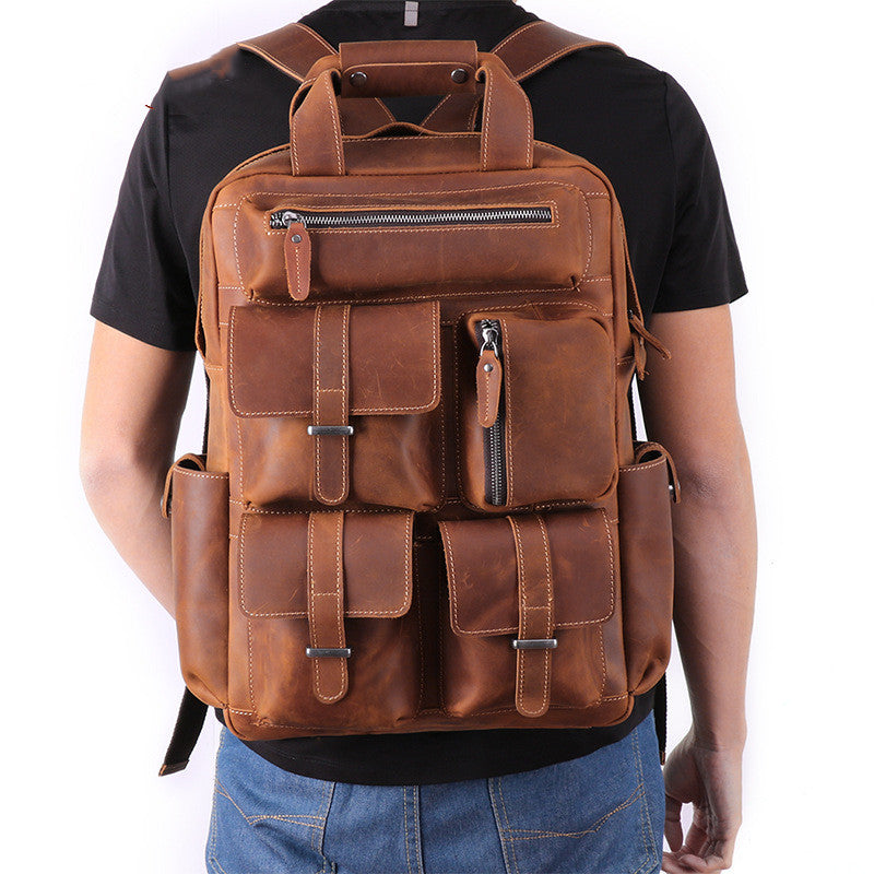 Crazy horse leather retro leather men&#39;s bag