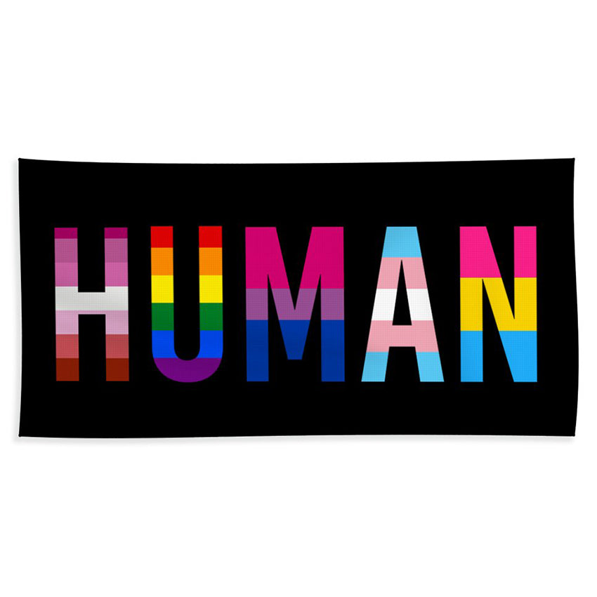 New HUMAN Rainbow Flag Double Thread Sewing