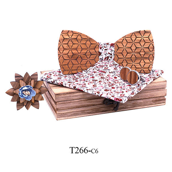 British business suit handmade wooden bow tie