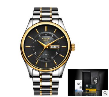 Fashion trend business waterproof steel belt watch men&#39;s multi-function luminous