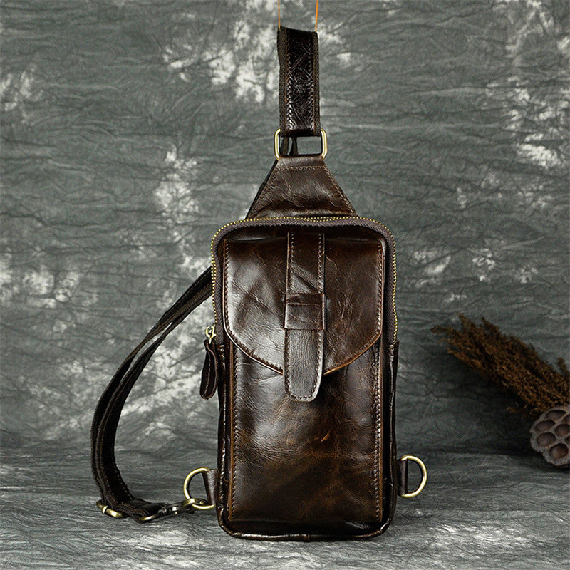 Chest bag double compartment large capacity men&#39;s bag