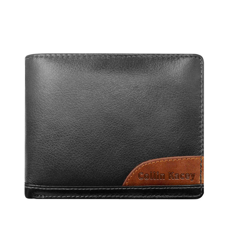 Men&#39;s Cowhide Bag Fashion Short Wallet Multi-card Wallet