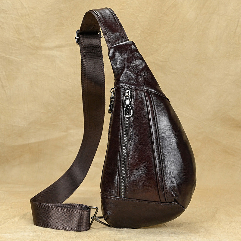 Men&#39;s Fashion Chest Bag Genuine Leather Shoulder