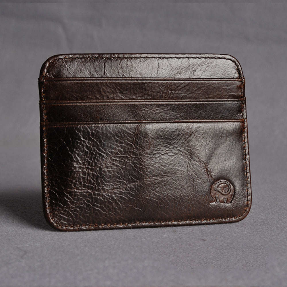 First Layer Cowhide Coin Purse Bus Card Holder