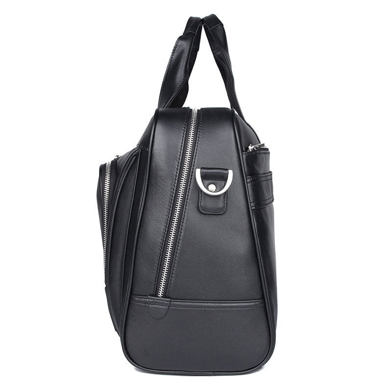 New Leather Business Briefcase First Layer Cowhide Men&#39;s Bag Nappa Leather 17 Inch Laptop Bag