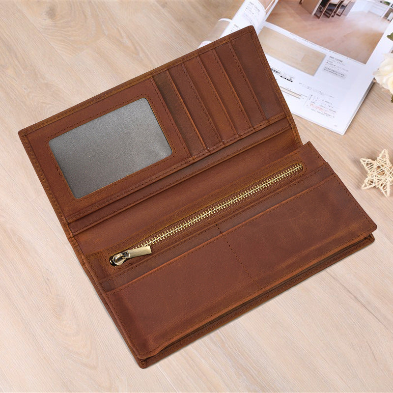 Off Crazy Horse Leather Men&#39;s Vintage Leather Wallet