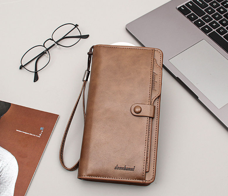 Men&#39;s Portable Wallet Long Zipper Multi Function