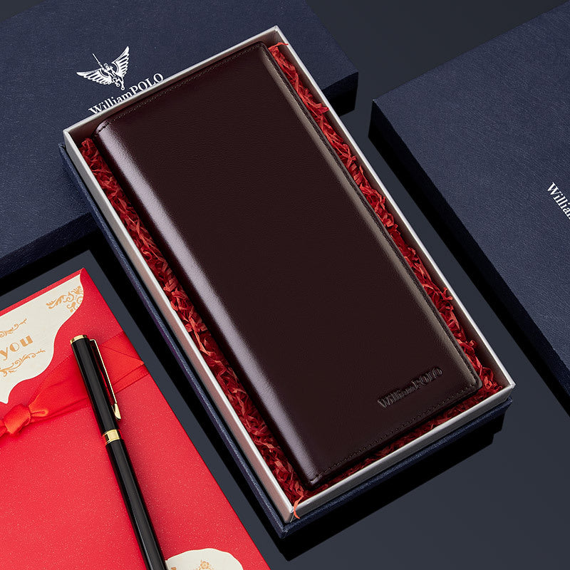 Men&#39;s Simplicity First Layer Card Clamp Cowhide Wallet