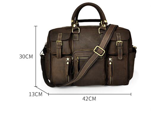 First Layer Cowhide Men&#39;s 16-inch Large-capacity Briefcase