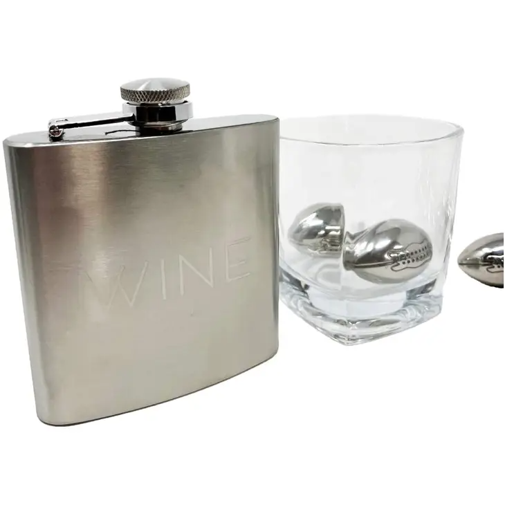 Whiskey Glasses and Football Chilling Stones Gift Set