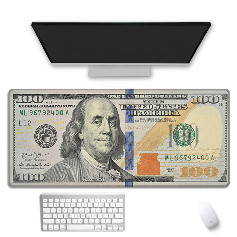 Personalized World Currency Mouse Overlock Desk Pad