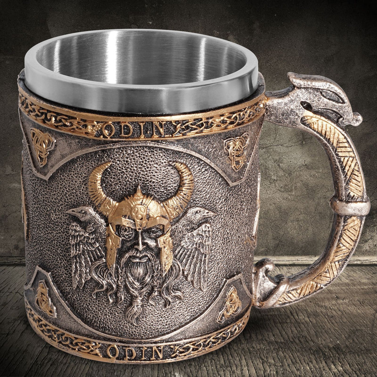 Tableware Viking Stainless Steel Liner Skull Wine Cup Resin