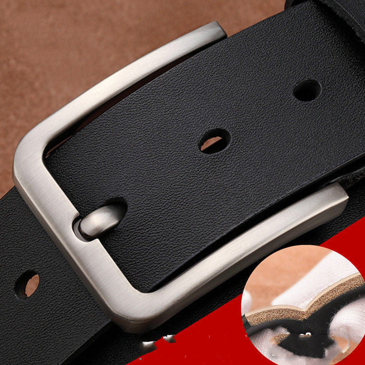 Men&#39;s single-layer leather perforated belt