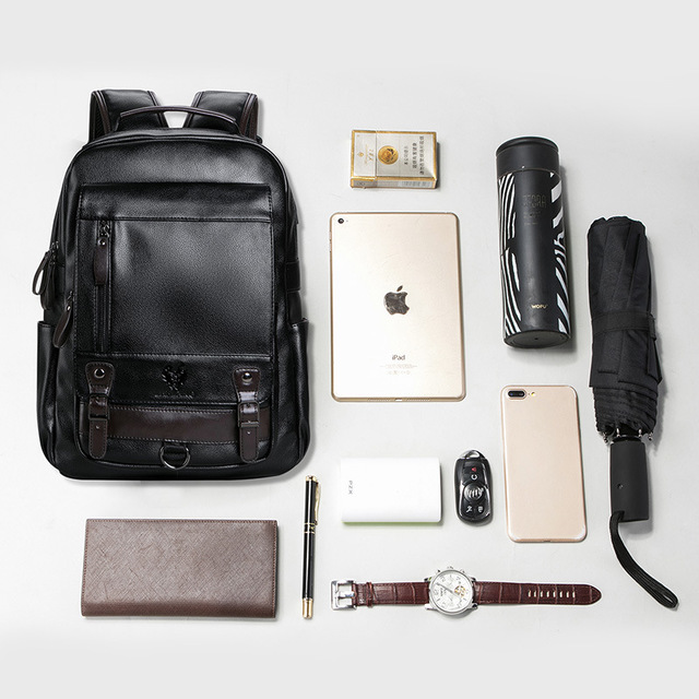 Men&#39;s Travel Leather Computer Backpack